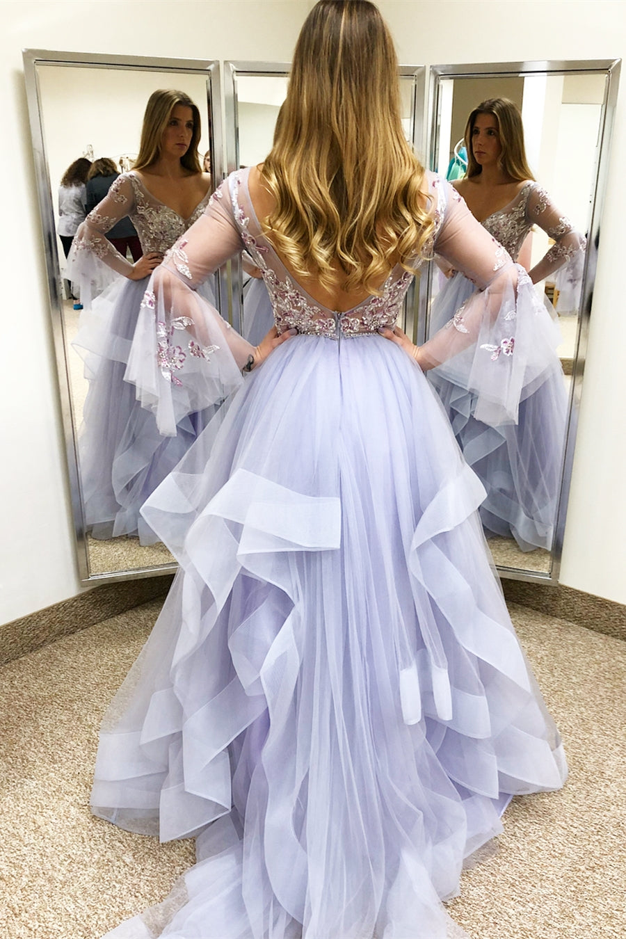 Princess A-line Long Sleeves Ball Gown prom drsess     cg17840