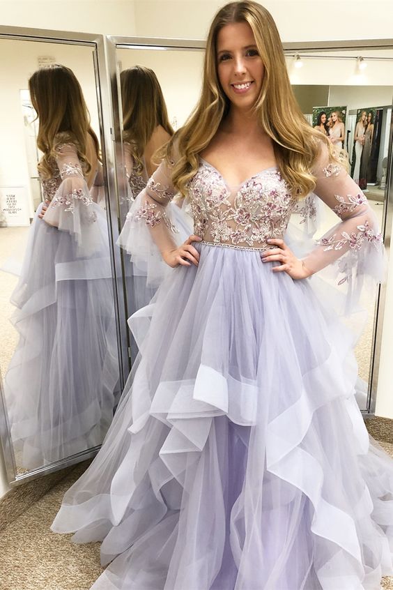 Princess A-line Long Sleeves Ball Gown prom drsess     cg17840