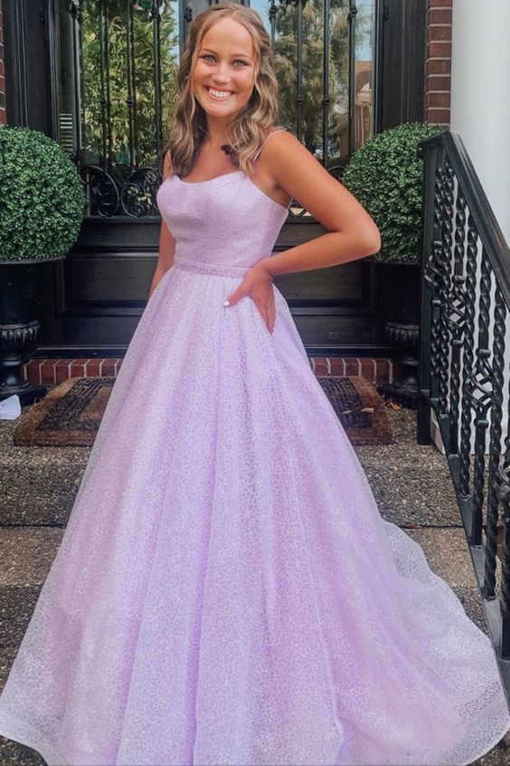 princess A-line lavender tulle long formal dress prom dress 2021    cg17929