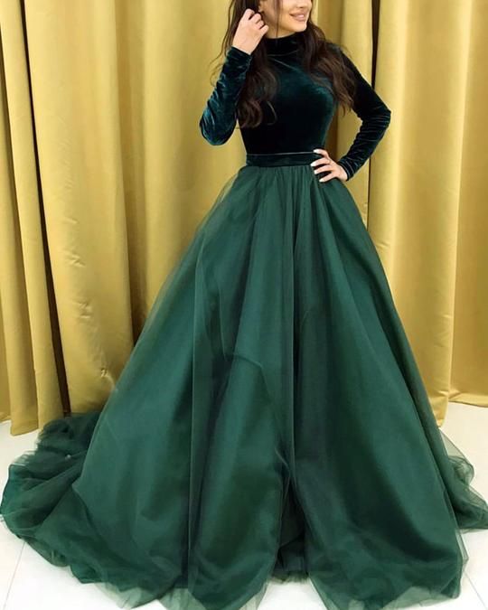 Green long sleeve Evening Dress Prom Dress    cg18518