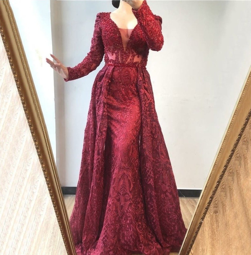 LUXURY ARABIC EVENING PROM GOWNS WITH OVERSKIRT   cg18768