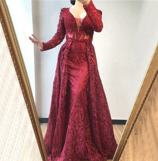 LUXURY ARABIC EVENING PROM GOWNS WITH OVERSKIRT   cg18768