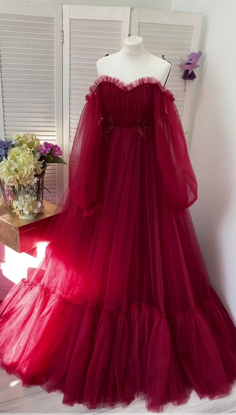 Off the shoulder dress for wedding guest fluffy tulle dress for women  Prom Dress    cg18904