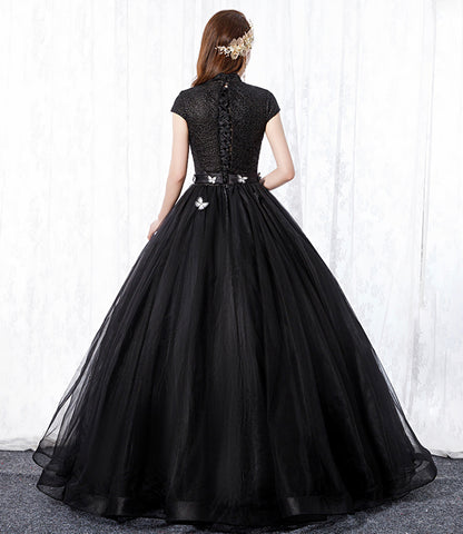 BLACK TULLE LONG A LINE BALL GOWN DRESS FORMAL DRESS prom dress      cg19106