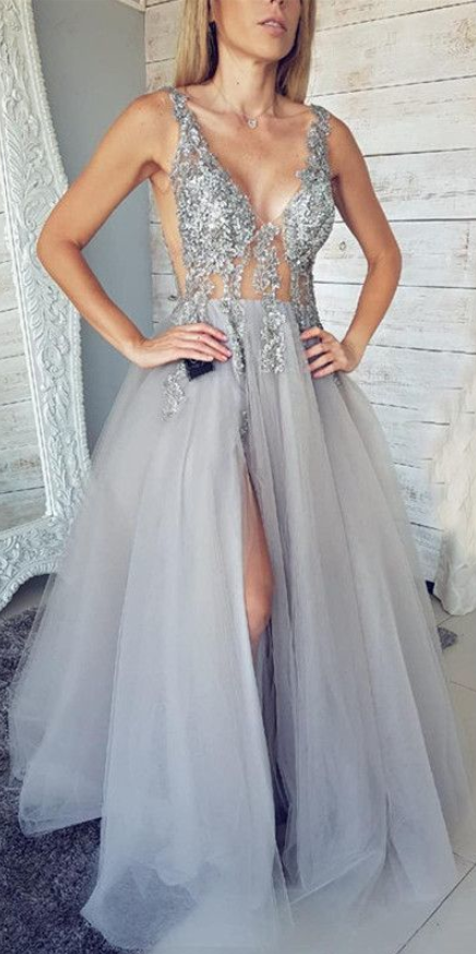 Elegant V-Neck Sleeveless Evening Dress,Prom Dresses   cg19115