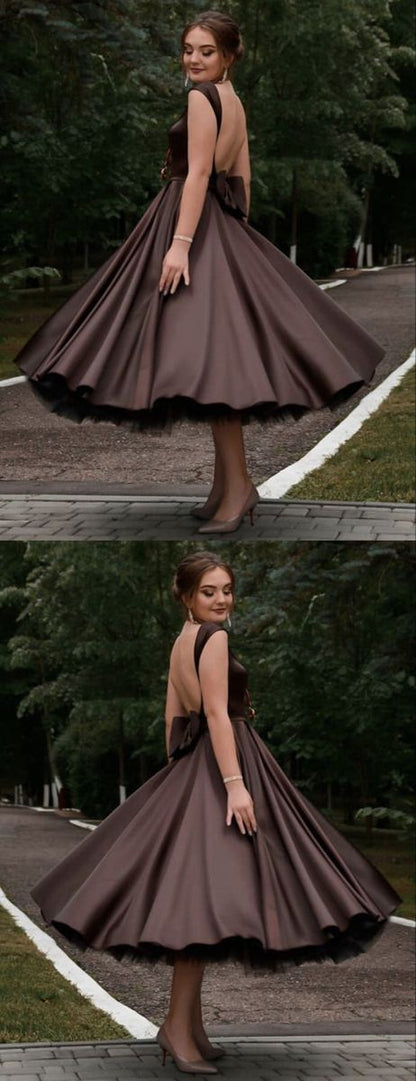 Black Tea Length Party Dresses prom Dress   cg19732