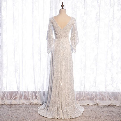 Silver Sequined Prom Dress     cg19990
