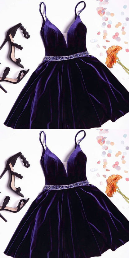 Beautiful Custom Made A-line Homecoming Dresses,Purple Homecoming Dresses cg201