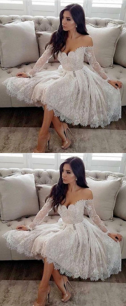 A-Line Off-the-Shoulder Long Sleeves Homecoming  Dress cg226