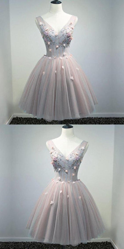 Customized Appealing Short V Neckline Lace Short Homecoming dress cg2281