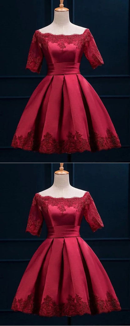 burgundy homecoming dresses with sleeves  cg2357