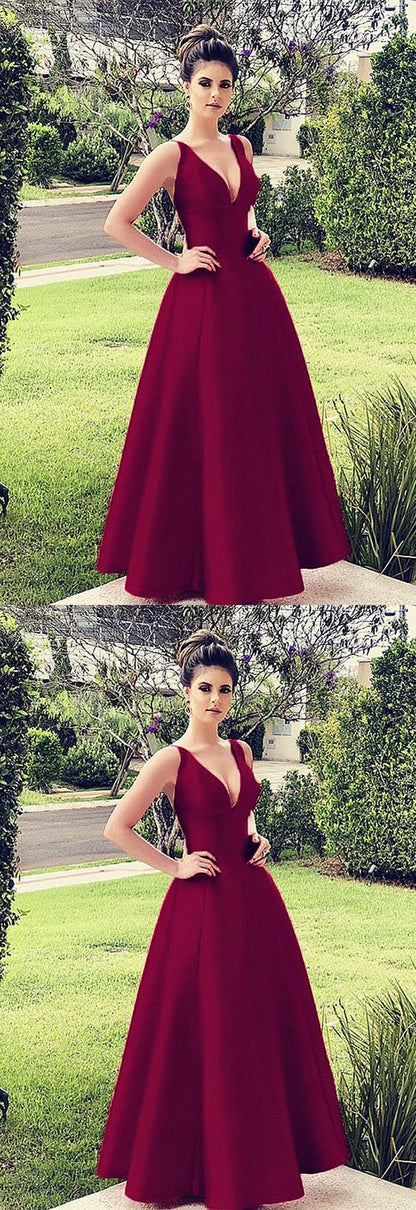 burgundy bridesmaid dresses floor length satin prom gowns cg2737