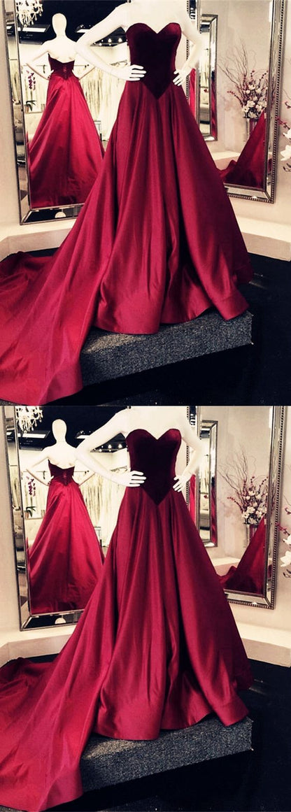 Velvet Sweetheart Bodice Corset Satin Ball Gowns Prom Dresses  cg3322