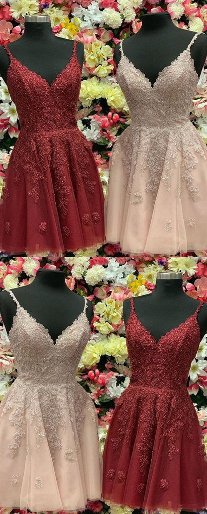champagne short homecoming dresses, modest lace homecoming dresses, burgundy short dresses cg3606