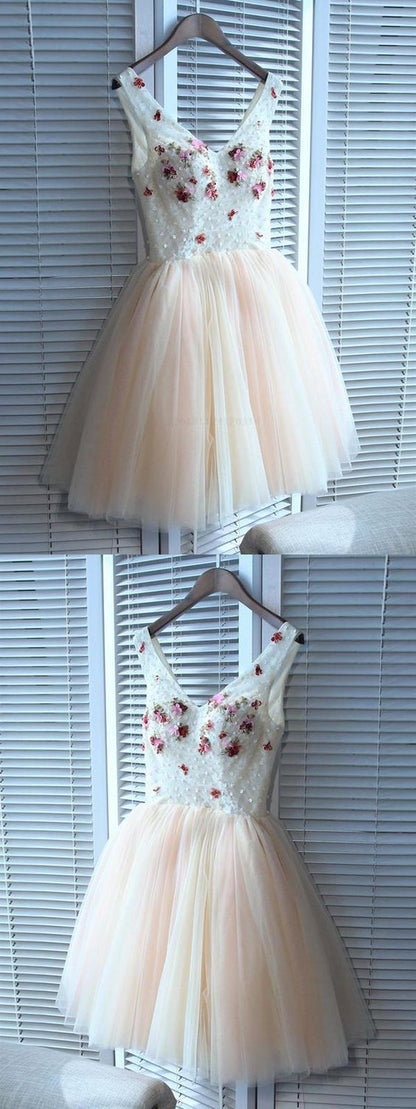 V Neck Homecoming Dress, Short Homecoming Dress, Homecoming Dress V-neck cg411