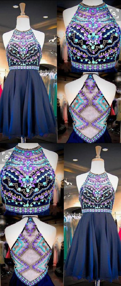 Comfortable Homecoming Dress Short Blue A-line Beading Short homecoming Dress, Homecoming Dresses cg414