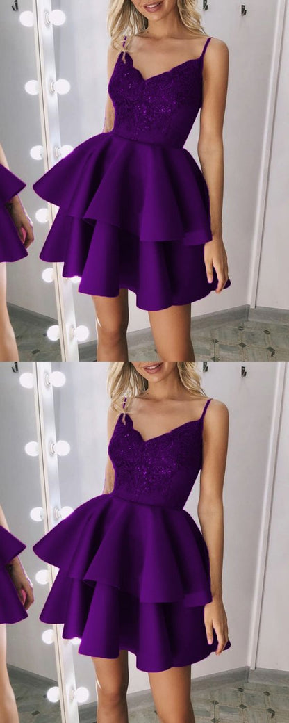 short purple v neck homecoming dresses for back to school dress cg5202