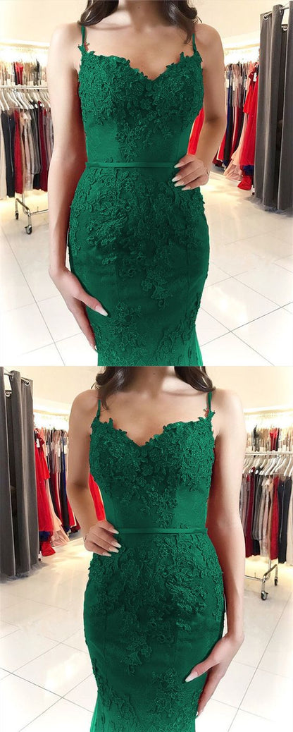 green lace mermaid prom dresses elegant sweetheart evening gown cg5204