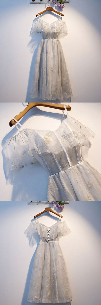 gray dress, short party dress, homecoming dress, cheap dress cg5236