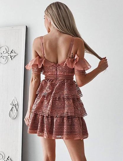 Spaghetti Straps Pink Short Sleeves Homecoming Cocktail Dress  ,cute homecoming dress cg542