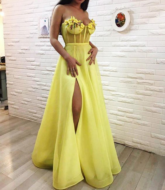 Elegant Prom Dresses ï¼ Yellow Sweetheart Prom Dress  cg5546