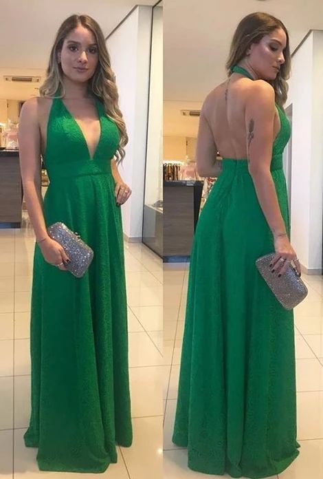 Green long skirts prom dresses ï¼ open back prom dress   cg5560