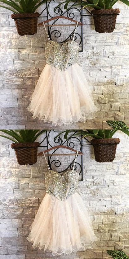 Sexy Sweetheart Homecoming Dresses With Beading,Spaghetti Straps Homecoming Dresses  cg586