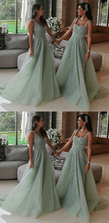 Modern Tulle Appliques & Beading A Line Bridesmaid prom Dresses  cg5995