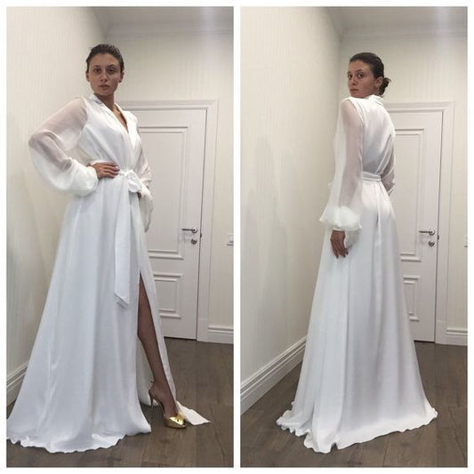 Long Sleeves White Prom Dress ï¼ Sexy Prom Dress  cg6228