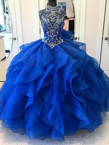 O-Neck Sleeveless Top Beads Ball Gown prom dress ,Tulle Quinceanera Dress  cg6339