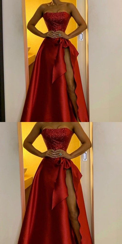 red prom dress elegant prom gown  cg6383