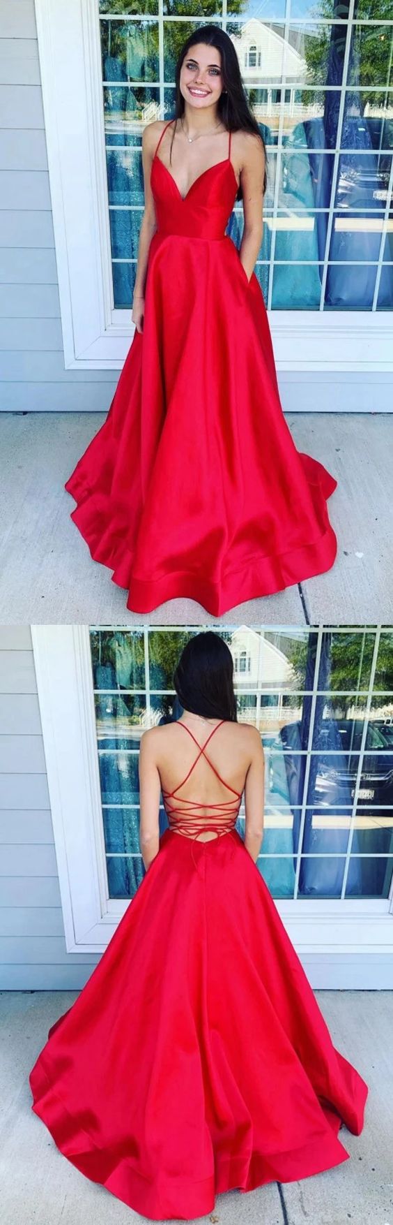 Backless Prom Dress with Pockets, Evening Dress ,Winter Formal Dress  cg6405