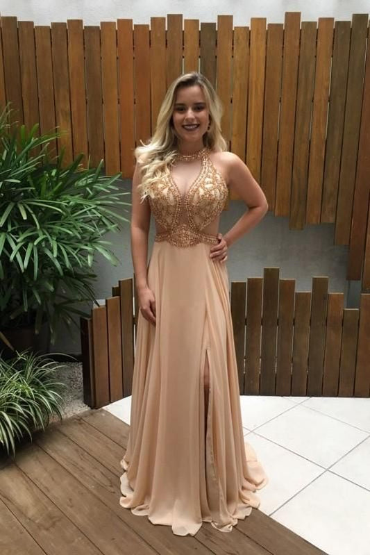 Beading Illusion Jewel Neck Sleeveless Long Solid Sheath Evening prom Dress  cg6582