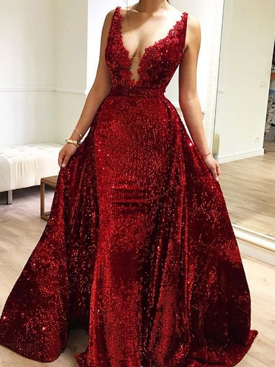 Sheath Long Sleeves V-Neck Prom Dress  cg6659