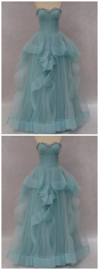 Light Green Tulle Sweetheart Prom Dress  cg7011