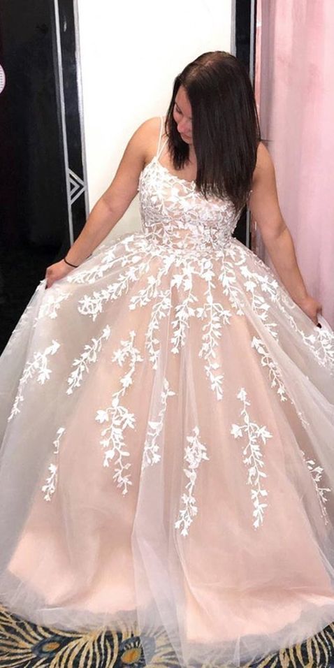 backless champagne formal dress with spaghetti straps prom dress  cg7501