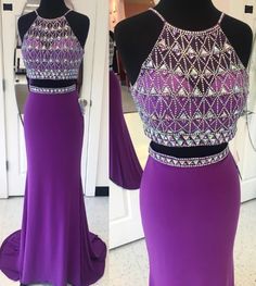 2 Pieces Long Prom Dresses Beaded Evening Dresses Mermaid Formal Dresses  cg7745