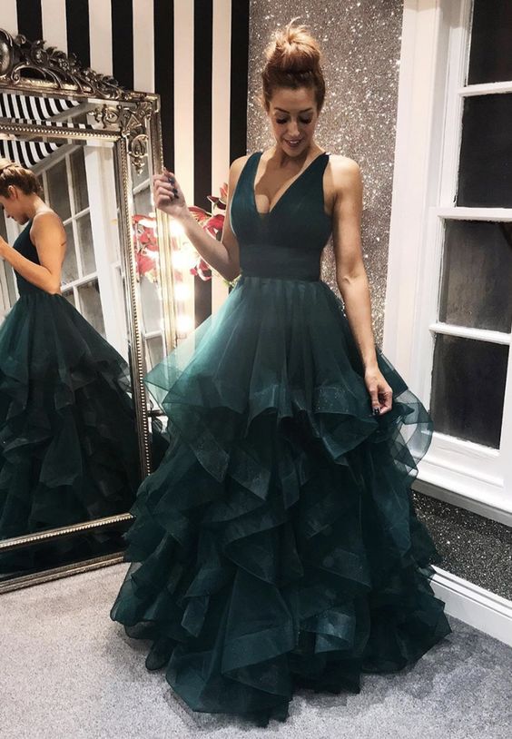 green tulle prom dress, evening dress, formal dress  cg7797