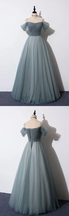 GRAY BLUE SWEETHEART TULLE FORMAL prom  DRESS BLUE EVENING DRESS  cg7835
