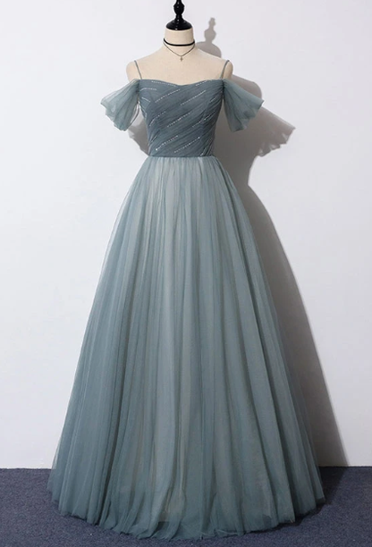 GRAY BLUE SWEETHEART TULLE FORMAL prom  DRESS BLUE EVENING DRESS  cg7835