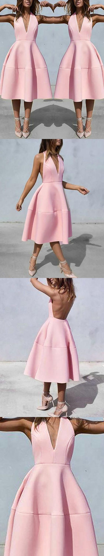 Open Back Pink Homecoming Dresses Simple Fashion Short homecoming Dress Party Dress cg786