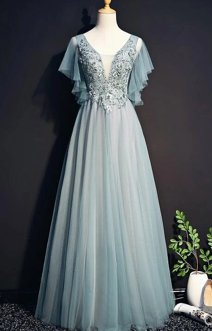Beautiful Mint Green Tulle Long Party prom Gown, Tulle Formal Dress 2020  cg8016