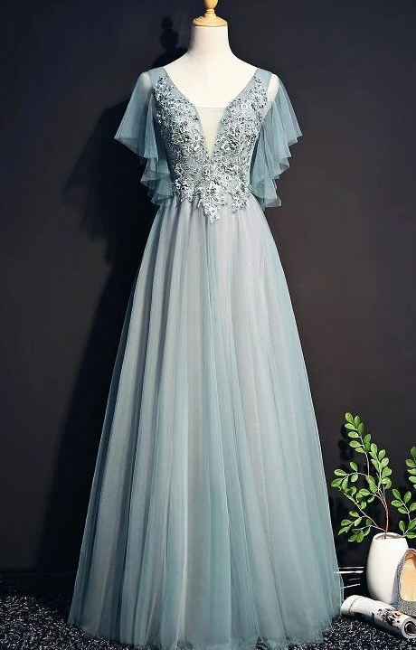 Beautiful Mint Green Tulle Long Party prom Gown, Tulle Formal Dress 2020  cg8016