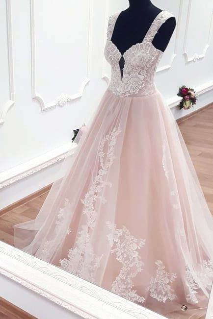Charming Pink Appliques Tulle Prom Dress, Elegant Formal Evening Dresses  cg8643
