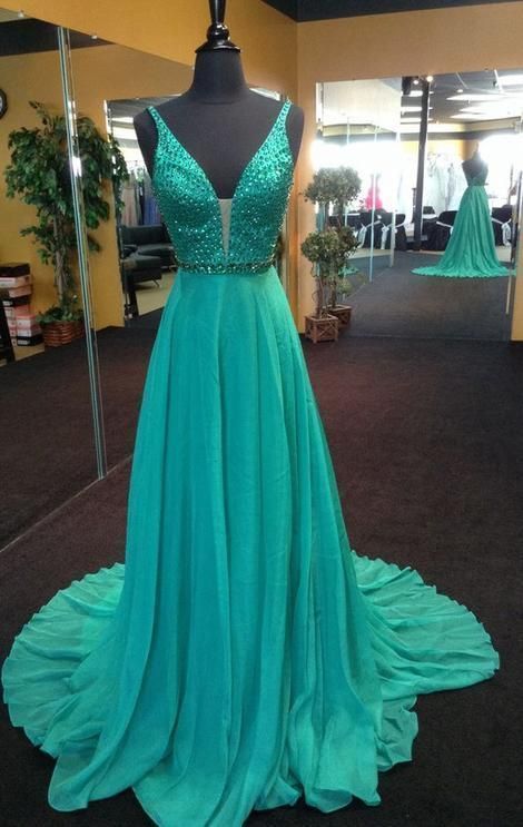 Fashion V-neck Beaded Prom Dress , Long Formal Dress   cg8713