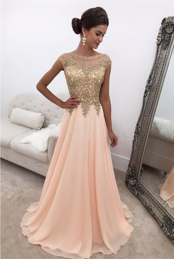 Modest Prom Dresses,Charming Evening Gowns,Pink Evening Dress,Chiffon Prom Dress  cg8939