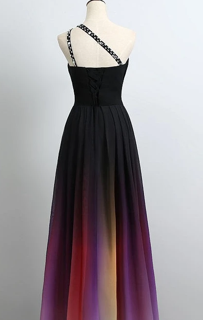 Lovely Gradient Beaded Long Party Dress, Long Chiffon Prom Dress  cg9103