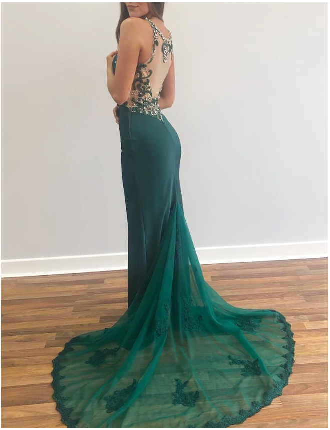 Mermaid Lace Appliques Beaded Red Prom Dress Long Evening Dress   cg9239