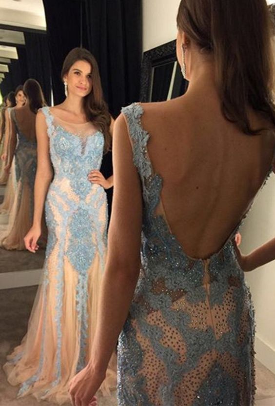 V Neck Evening Dress, Mermaid Evening Dress, Crystals Evening prom Dress  cg9587