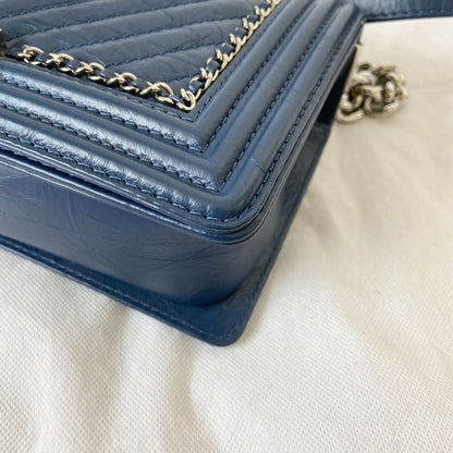 Chanel Aged Calfskin Chevron Quilted Medium Jacket Boy Flap